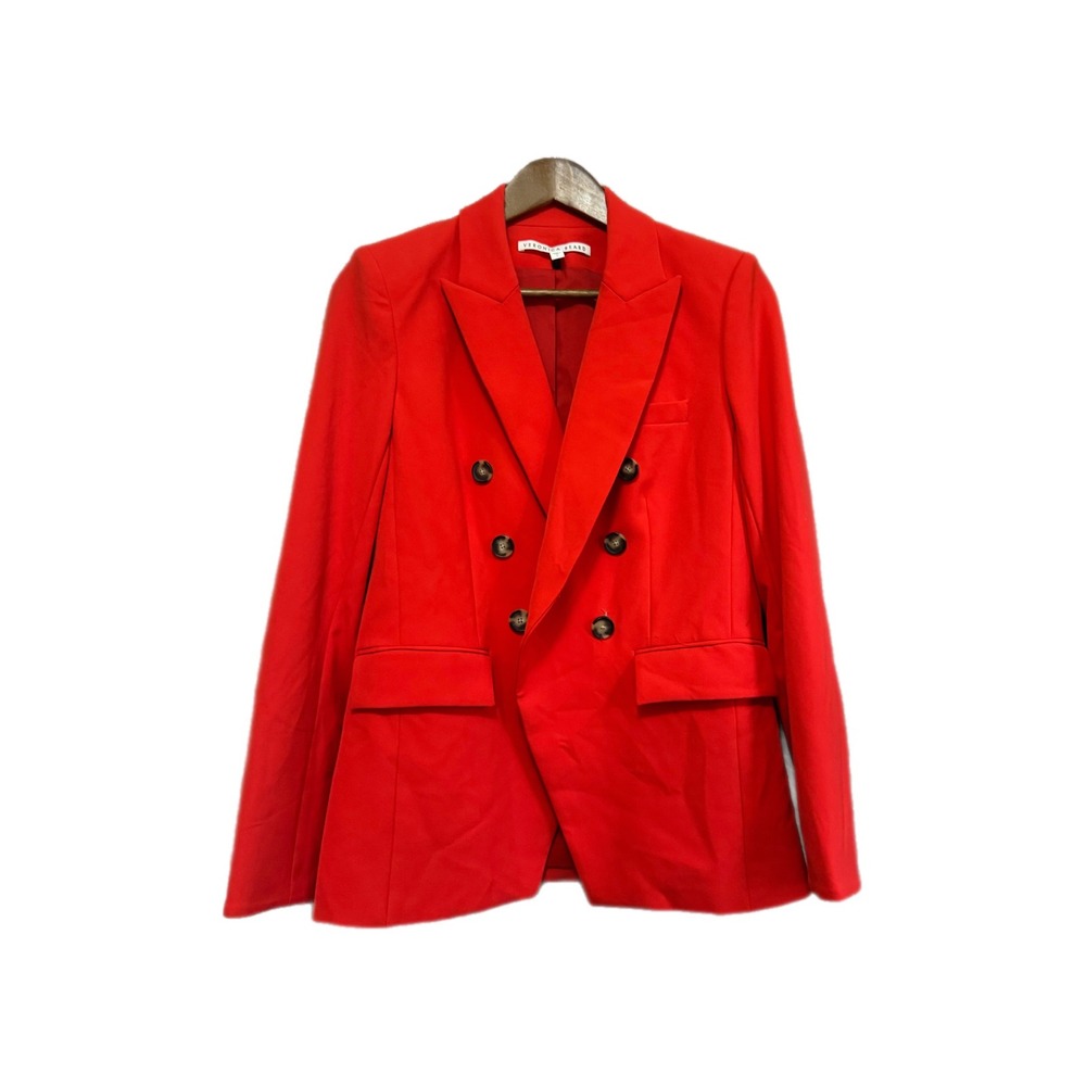 Veronica Beard Miller Blazer Womens 8 Red Excellent Double Breasted Peaked Lapel